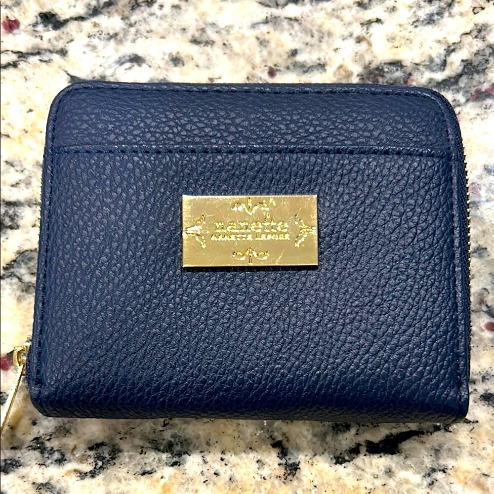 Nanette Lepore Blue Wallet with Gold Accents